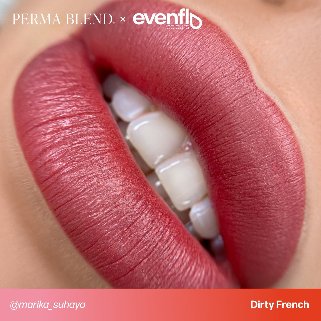 Lip permanent makeup example using Perma Blend Evenflo LUXE Dirty French pigments