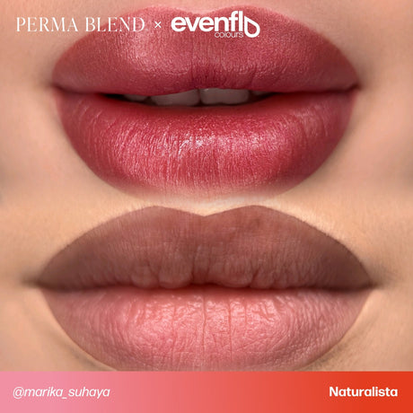 Lip permanent makeup example using Perma Blend Evenflo LUXE Naturalista pigments