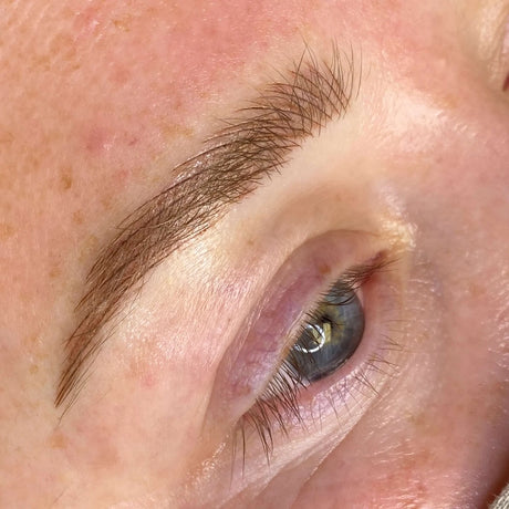 microbladed eyebrows done with Perma Blend Forest Brown Pigment