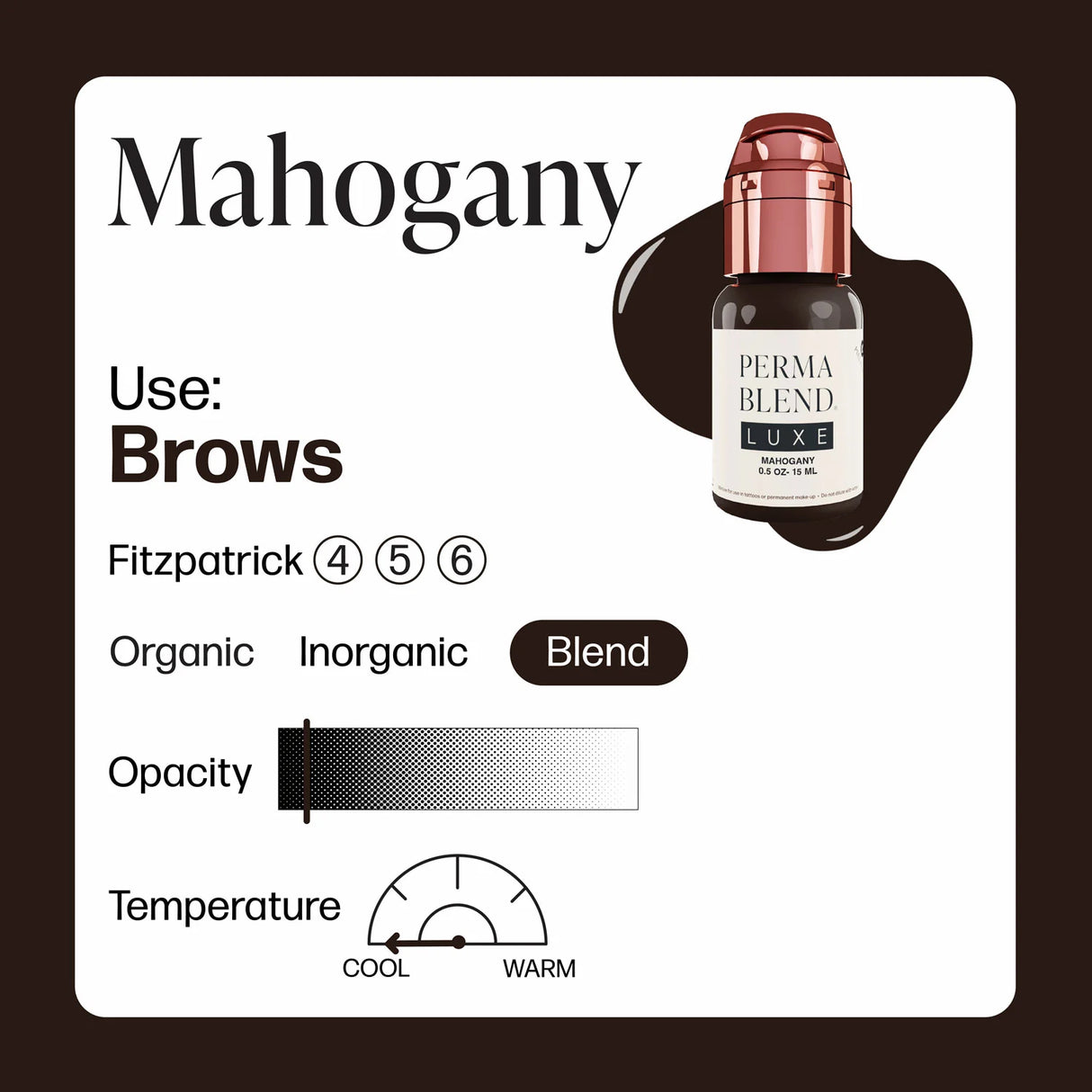 Mahogany LUXE Perma Blend Pigment - Ink for Microblading & Eyebrow Permanent Makeup 0.5 oz