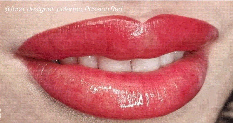 Lip Blush done with Perma Blend Passion Red Lip Tattoo Pigment