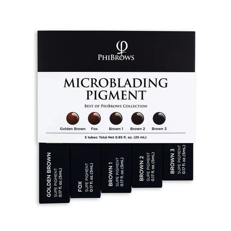 Colección de pigmentos para microblading PhiBrows SUPE, 5 x 0,17 fl oz (5 x 5 ml) 