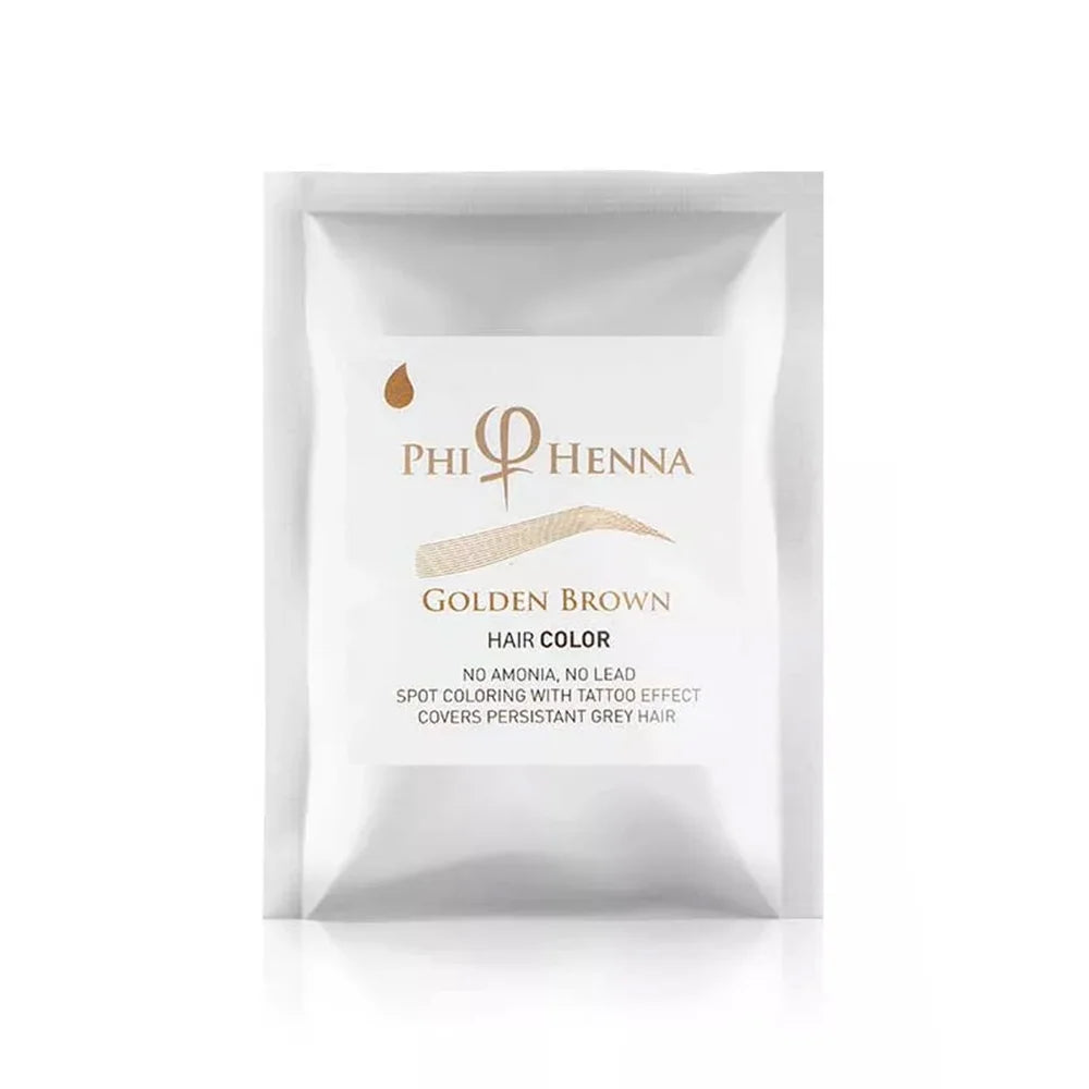 Kit de henna para cejas color marrón dorado PhiHenna (3 sobres) 