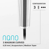 Vertix Nano Curved Magnum - Acupuncture Medium Taper - 3 needles, 0.25 mm - CART-661-(N1)