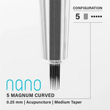 Vertix Nano Curved Magnum - Acupuncture Medium Taper - 5 needles, 0.25 mm - CART-662-(N2)