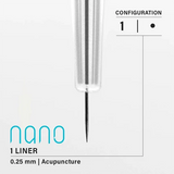 Vertix Nano Liner - Acupuncture Taper - 1 needle, 0.25 mm - CART-651-(C2)