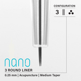 vertix nano round liner 3 0.25 mm pmu tattoo cartridge needles