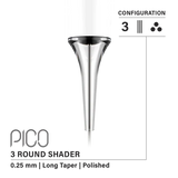 Vertix Pico Round Shader - Long Taper - 3 needles, 0.25 mm - CART-1103