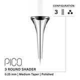 Vertix Pico Round Shader - Medium Taper, 3 needles, 0.25 mm — CART-1060