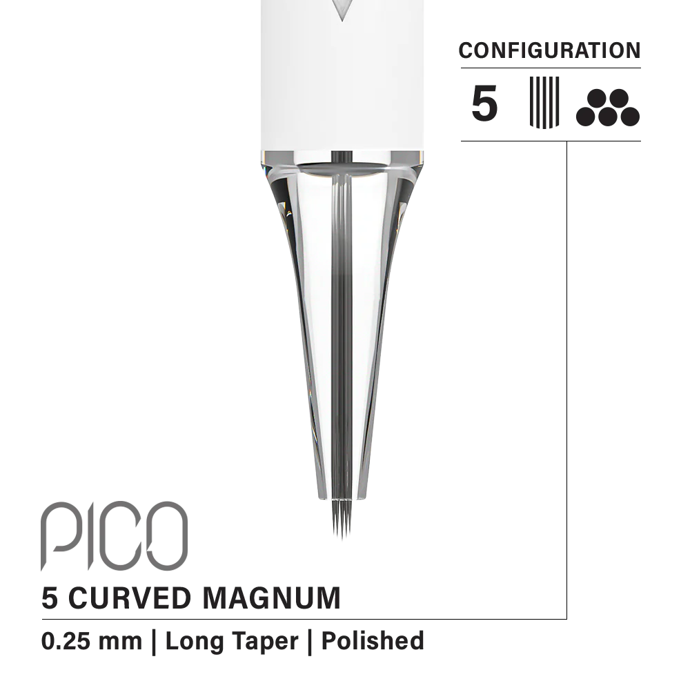 Vertix Pico 5 Curved Magnum 0.25 mm Long Taper PMU Needle Cartridges (20pcs/1box)