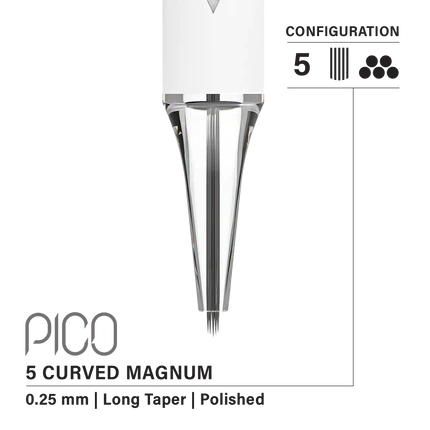 Vertix Pico Curved Magnum - Long Taper - 5 needles, 0.25 mm - CART-1101