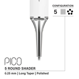 Vertix Pico Round Shader - Long Taper - 5 needles, 0.25 mm - CART-1104