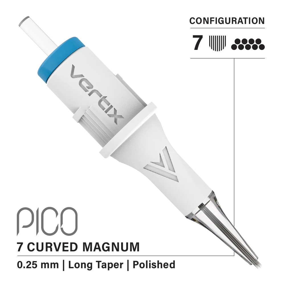 Vertix Pico 7 Curved Magnum 0.25 mm Long Taper PMU Needle Cartridges (20pcs/1box)