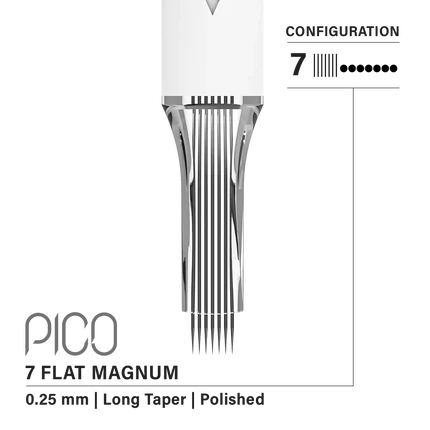Vertix Pico Flat Magnum - Long Taper - 7 needles, 0.25 mm - CART-1096