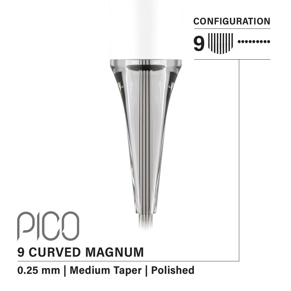 Vertix Pico Curved Magnum - Medium Taper, 9 needles, 0.25 mm — CART-1061