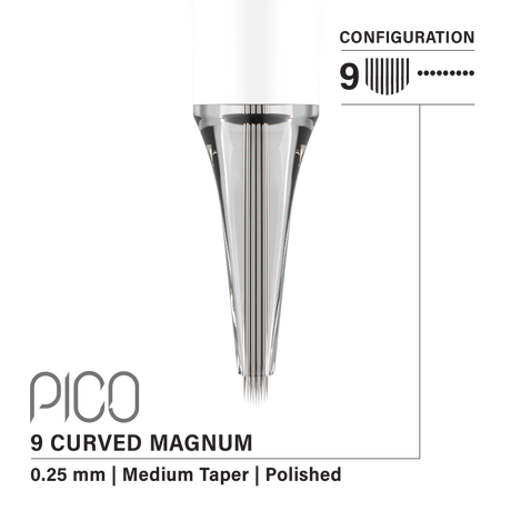 Vertix Pico Curved Magnum - Medium Taper, 9 needles, 0.25 mm — CART-1061