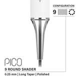 Vertix Pico Round Shader - Long Taper - 9 needles, 0.25 mm - CART-1105
