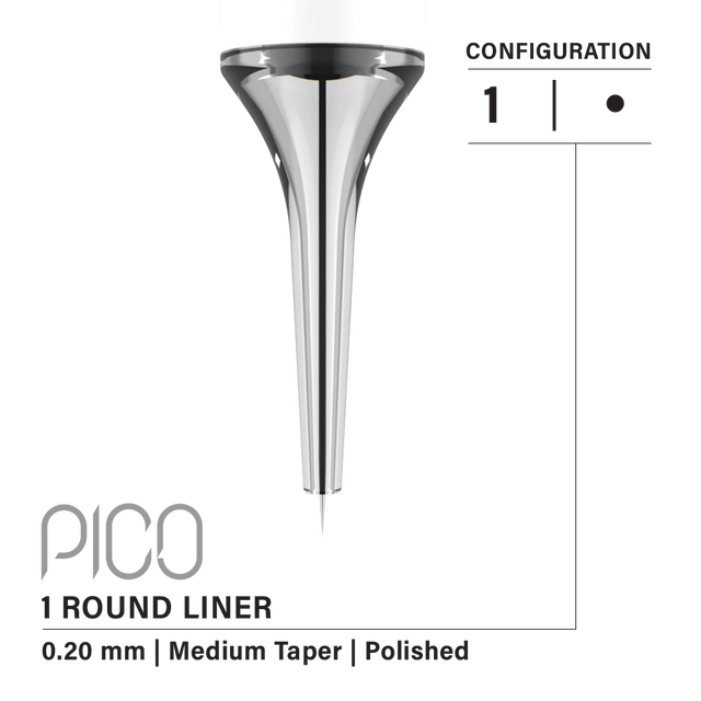 vertix pico round liner 1 0.20 mm pmu tattoo cartridge needles