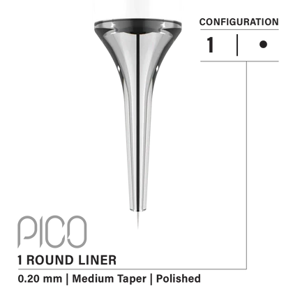 Vertix Pico Round Liner - Medium Taper - 1 needle, 0.20 mm - CART-956