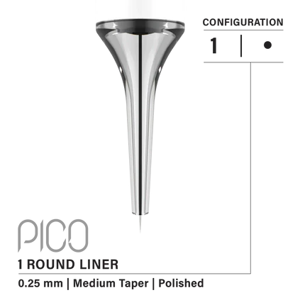 Vertix Pico Round Liner - Medium Taper - 1 needle, 0.25 mm - CART-955