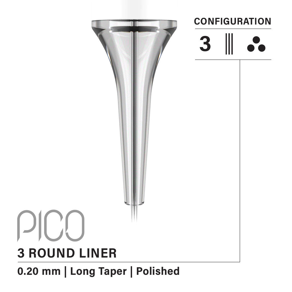 vertix pico round liner 3 0.20 mm pmu tattoo cartridge needles