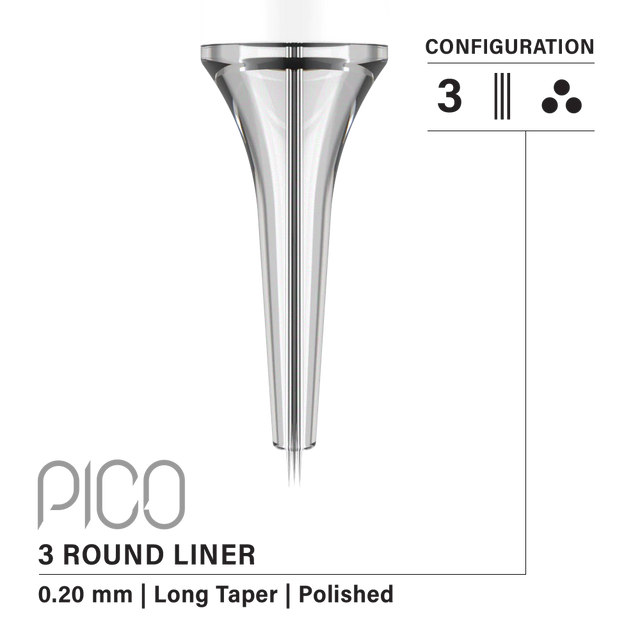 vertix pico round liner 3 0.20 mm pmu tattoo cartridge needles