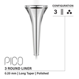 Vertix Pico Round Liner - Long Taper - 3 needles, 0.20 mm - CART-957