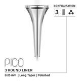 Vertix Pico Round Liner - Long Taper - 3 needles, 0.25 mm - CART-958