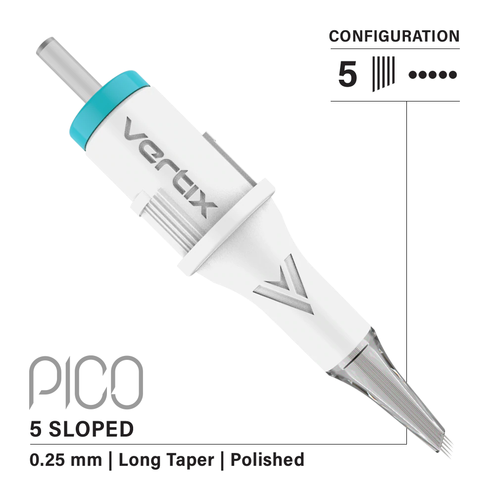 vertix pico sloped 5 0.25 mm pmu tattoo cartridge needles angle