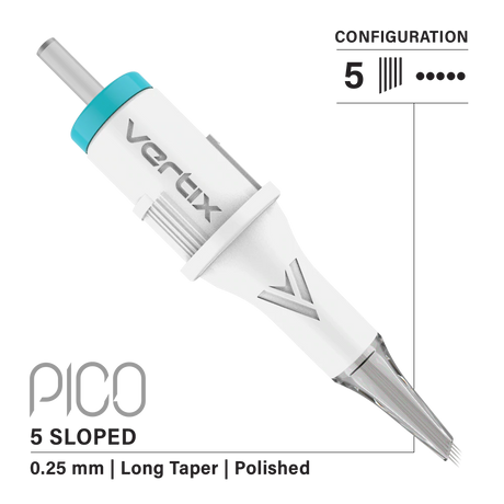 vertix pico sloped 5 0.25 mm pmu tattoo cartridge needles angle