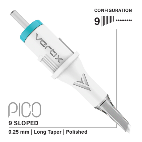 vertix pico sloped 9 0.25 mm pmu tattoo cartridge needles angle